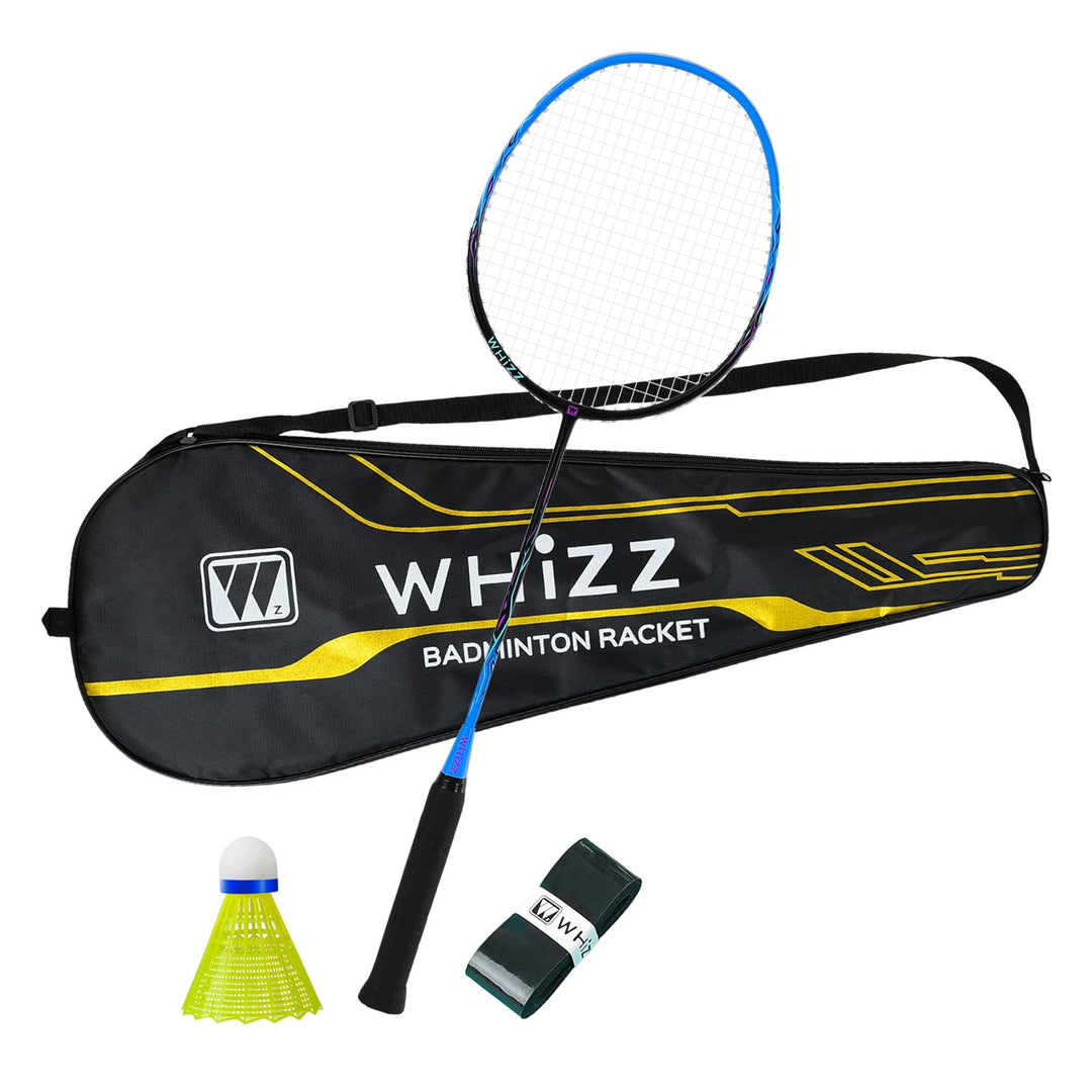 WHiZZ Carbon Badminton Schläger Set, Leichter Graphit Badmintonschläger Federball Set für Training,