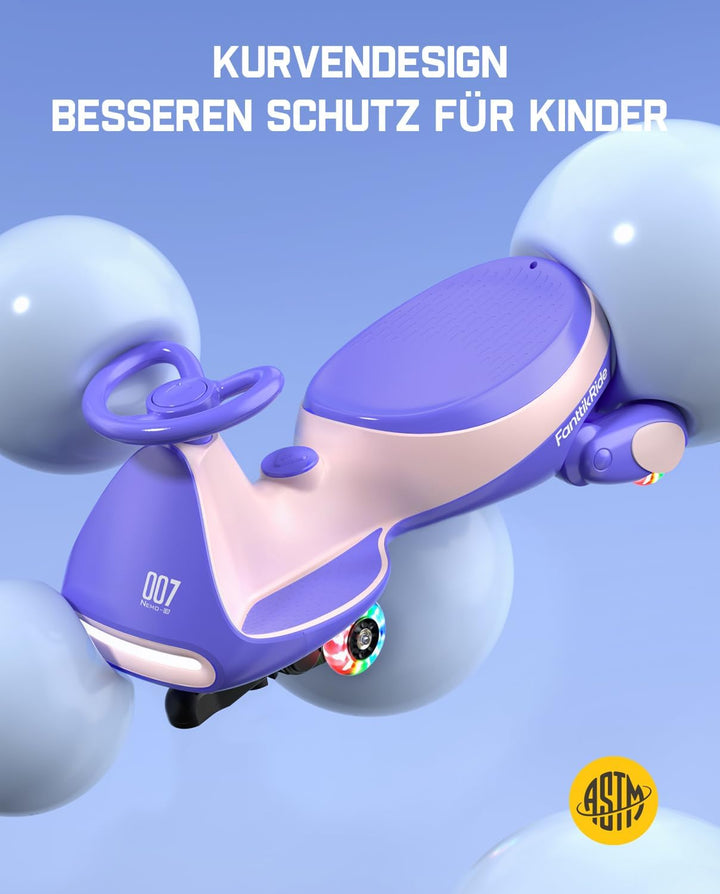 FanttikRide 12V N7 Pro Kinder Elektroauto, Elektrisches Rutschauto mit Pedal, Typ C aufladbar Batter