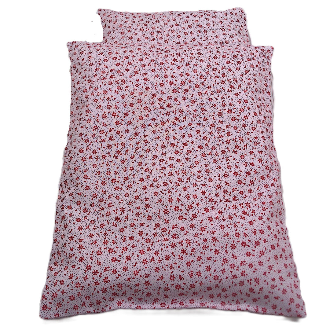 Puppenbettwäsche rot weiss, Herzchen-Design, 3 Variaten, verschiedene Grössen, für Puppenwagen,-bett