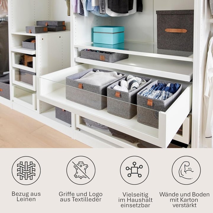 LOVE IT STORE IT - Premium - 3er Set Schrank Organizer aus Leinen - Schubladen Organizer für Kleider