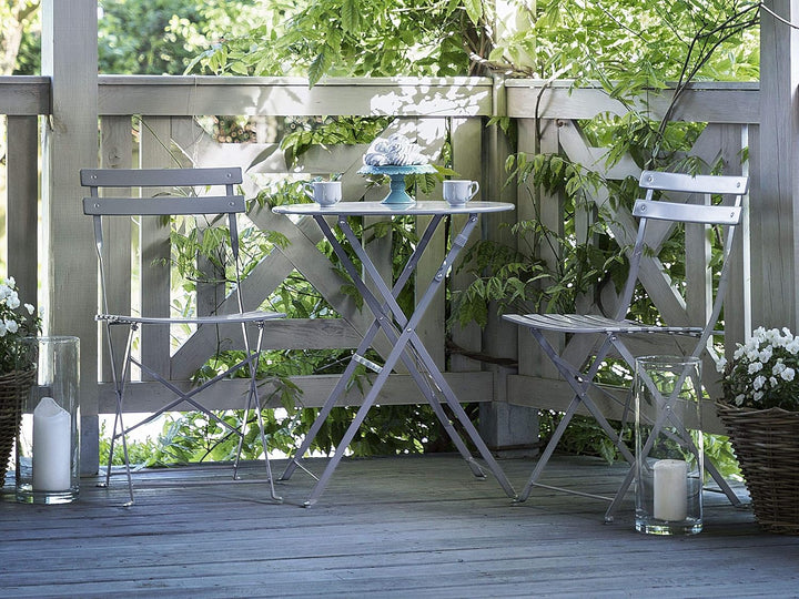Modernes Balkonset Tisch mit 2 Stühlen aus Stahl grau Fiori