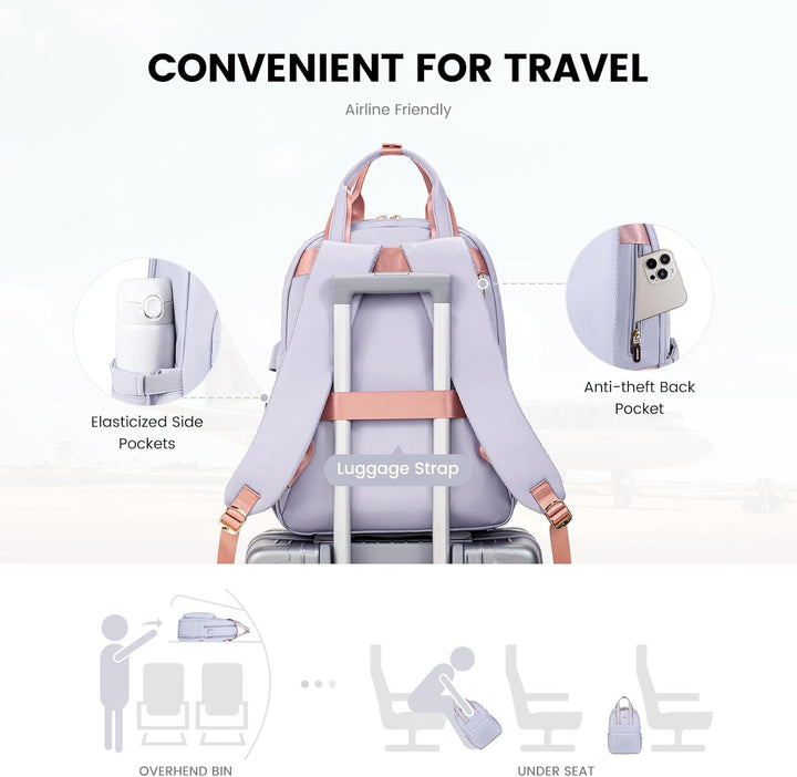 LOVEVOOK Rucksack Damen, 15,6 Zoll Laptoptasche Wasserdicht Schulrucksack Mädchen Teenager Daypacks