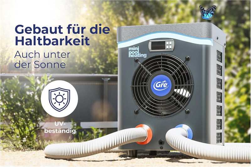 Gre HPM40 HPM40-Mini-Wärmepumpe für Aufbau-Pool bis zu 40 m3, blau, 40 m3