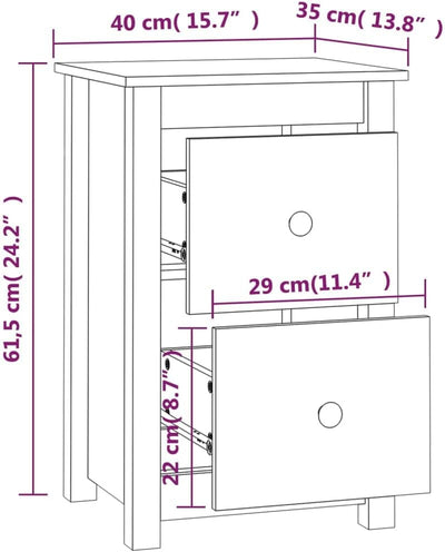 FIRBNUS Bedside Table Nachtkonsole Beistelltisch mit Stauraum Night Stand Nachttisch 40x35x61,5 cm M