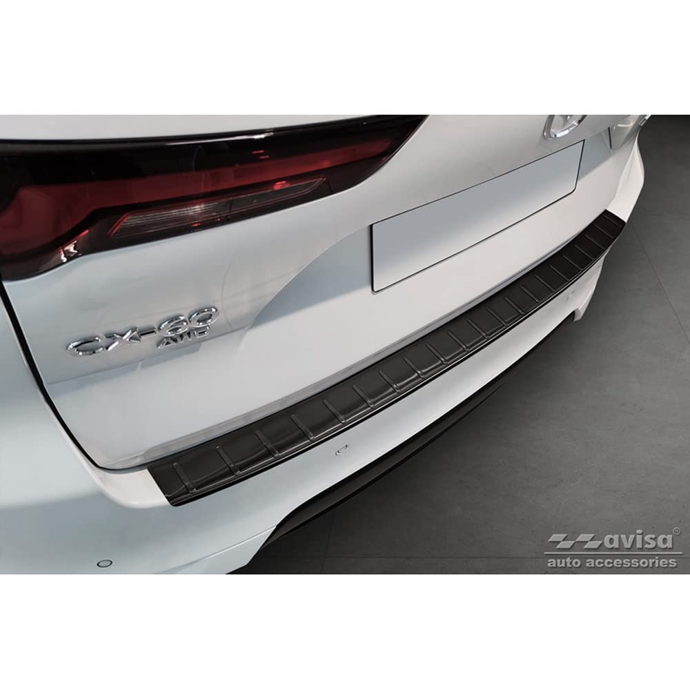 Avisa Schwarz Edelstahl Heckstossstangenschutz kompatibel mit Mazda CX-60 2022- 'Ribs'