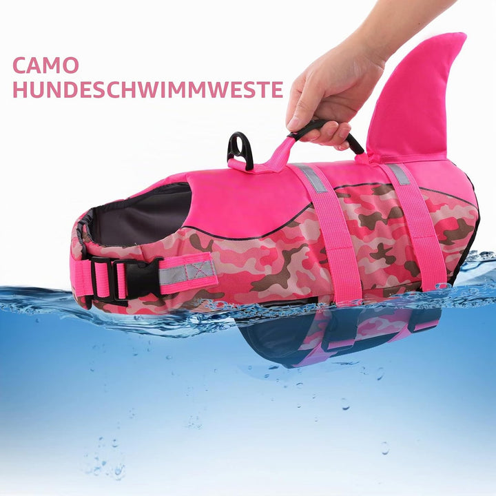 CITÉTOILE Schwimmweste Hunde Hai, Leicht und Sicher für Wassersport, hundeschwimmweste mit Griff und
