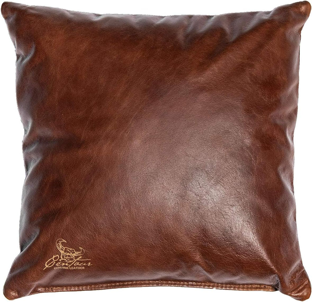 Centaur - Deko Lederkissen 40 x 40 cm für Sofa oder Schlafzimmer nussbraun - Echt Leder Kissen Echtl