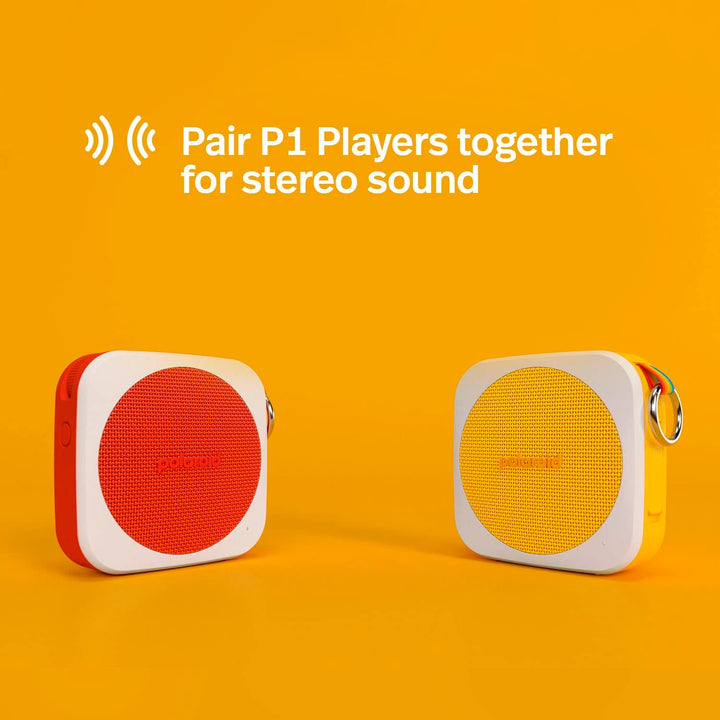 Polaroid P1 Music Player (Red) - Super Portable Wireless Bluetooth Speaker Rechargeable with IPX5 Wa