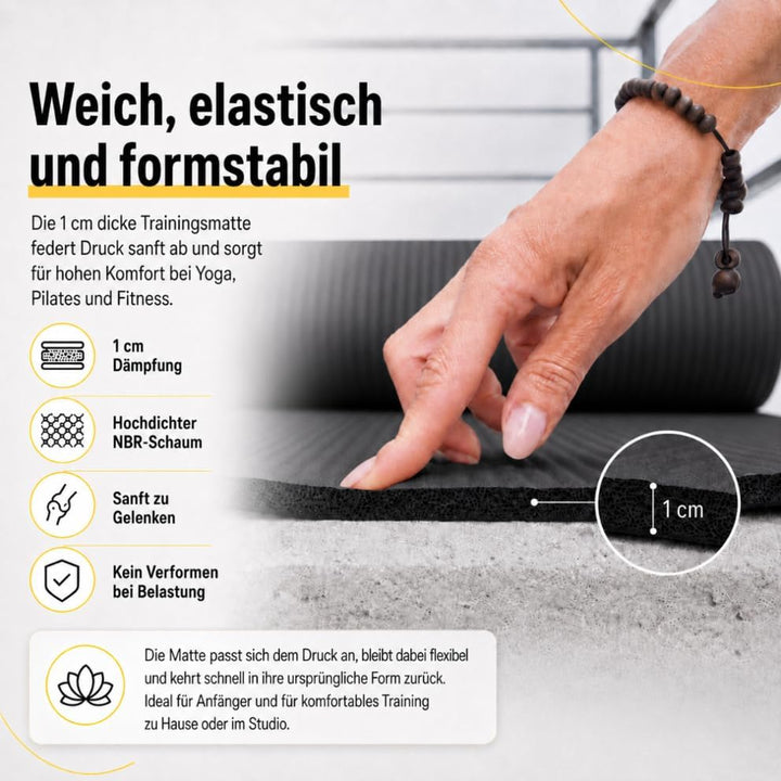 WOZINSKY Fitness-Yogamatte, Fitnessmatte, Gymnastikmatte, Pilates-Trainingsmatte, Sportmatte mit Tra