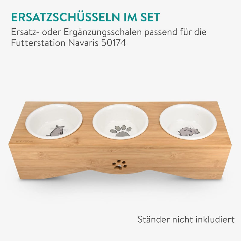 Navaris Futterstation Futternäpfe für Katzen und Hunde - Futternapf Set aus Porzellan - 3X Fressnapf