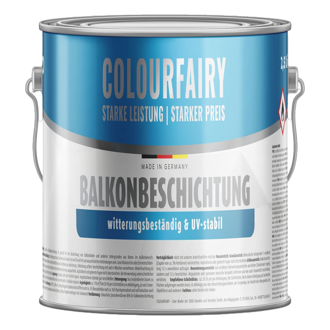 BAU DISCOUNT Colourfairy Balkonbeschichtung 2,5 Liter Poolblau RAL5012