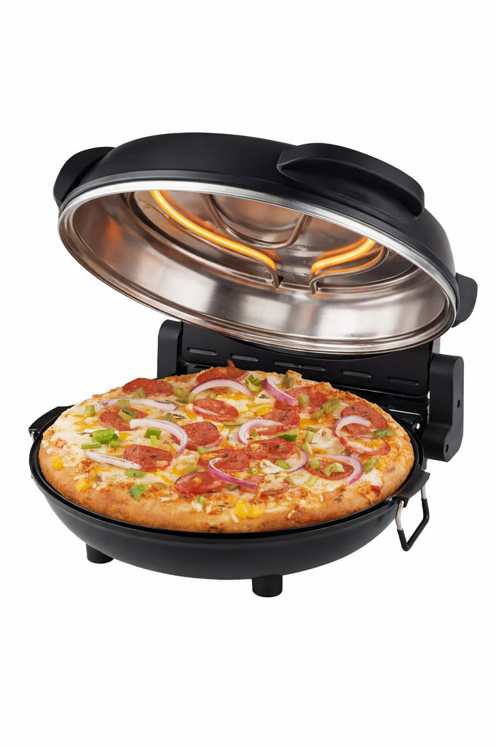 ELTA Pizzaofen Mini Back Ofen - Pizzamaker - Pizza Ofen - 42 cm - extra grosses Sichtfenster mobiler