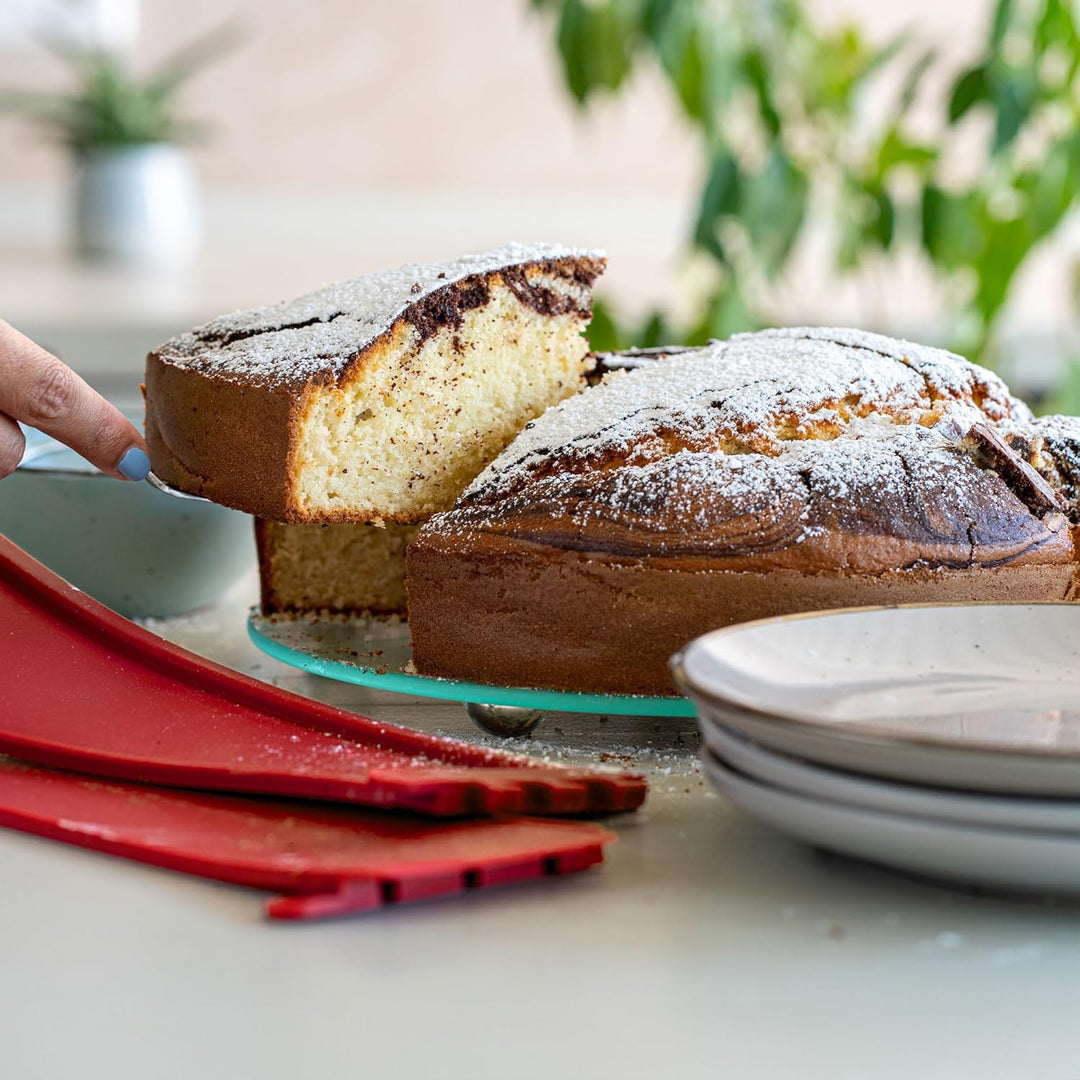 coox Springform mit Glas-Servierplatte und Glasfüssen Ø 26 cm in Rot - Perfektes Backen und Serviere