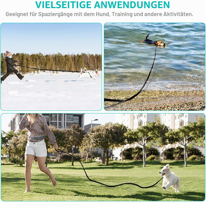 IOKHEIRA Trainingsleine für Hunde, wasserdichte Hundeleine mit Gepolstertem Griff 5m/10m/15m/20m, PV