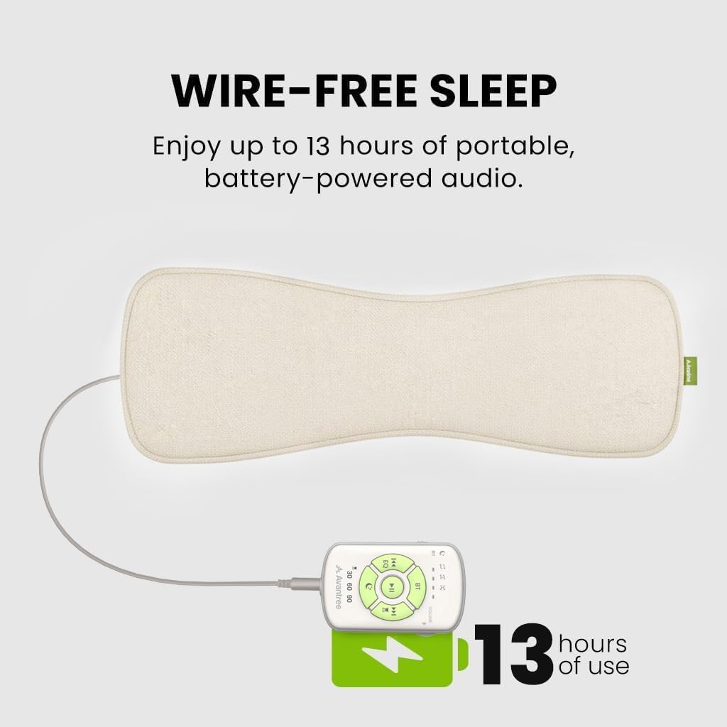 Avantree Slumber 2 – Bluetooth-Kissenlautsprecher mit 4 ultraflachen Lautsprechern, Weisses Rauschen