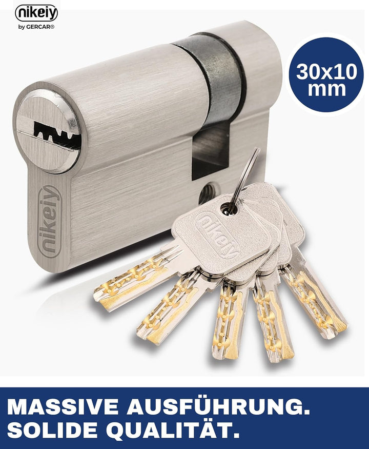 GERCAR Pro Gleichschliessend 10x Halbzylinder 30/10 Set 10x Garagentor Profil-Halbzylinder inkl. 50