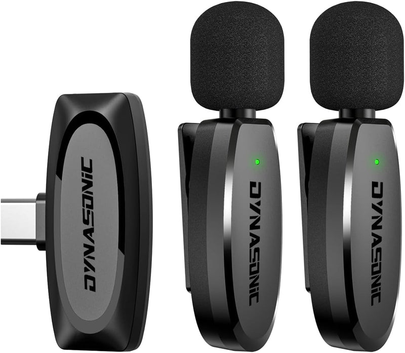 DYNASONIC DM-Pro 02 Pack (2. Generation) 2 professionelle kabellose Mikrofone Android Typ C Lavalier