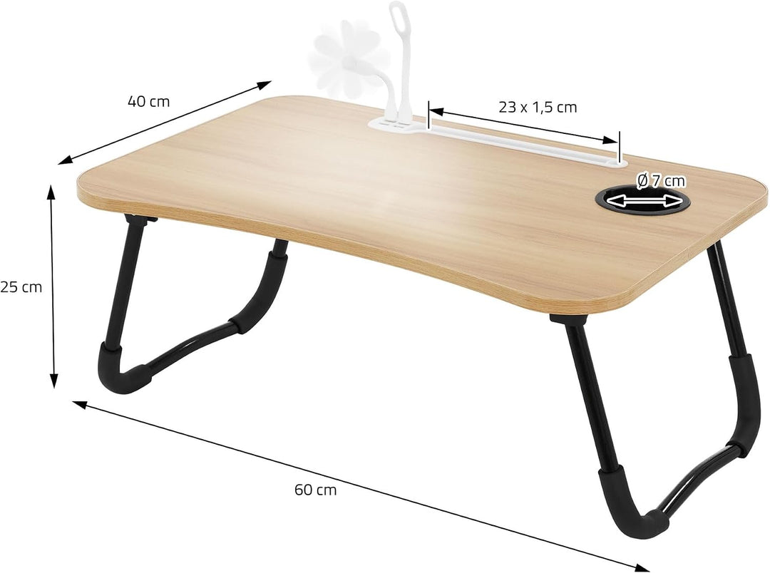 ML-Design Laptoptisch fürs Bett/Sofa, Holzoptik 60x40cm, Betttisch klappbar, Notebook Tisch mit 4 US