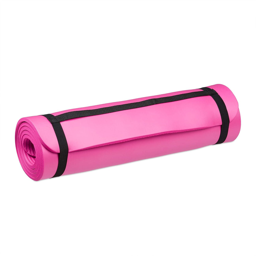 2 x Yogamatte, 1 cm dick, für Pilates, Fitness, gelenkschonend, mit Tragegurt, Gymnastikmatte 60 x 1
