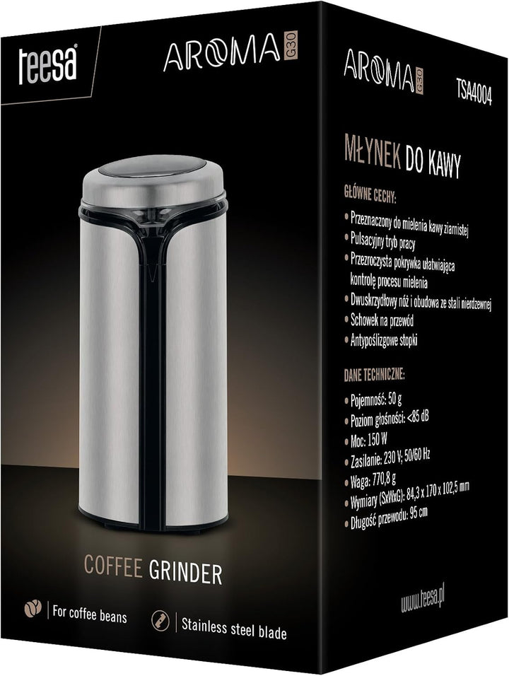 Teesa TSA4004 AROMA G30 Kaffeemühle, Schlagmesser, Edelstahl