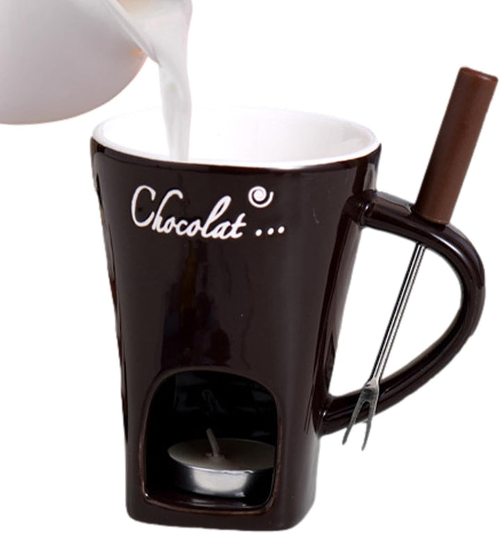 Schokoladen Fondue Becher Set | 130 Ml Teelicht Schokofondue Tasse Aus Keramik | Schoko Fondue Teeli