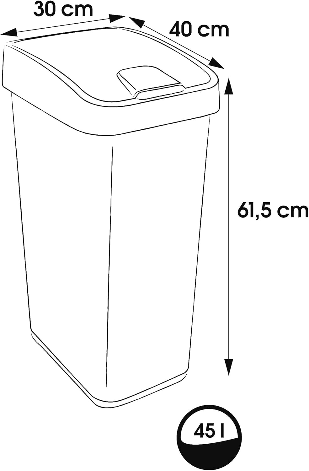 keeeper Premium Abfallbehälter mit Flip-Deckel, Soft Touch, 45 l, Magne, Graphit-Grau 45 L Graphit G