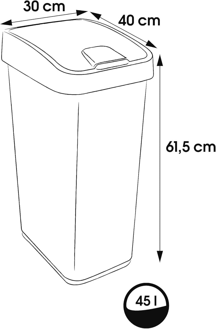 keeeper Premium Abfallbehälter mit Flip-Deckel, Soft Touch, 45 l, Magne, Graphit-Grau 45 L Graphit G