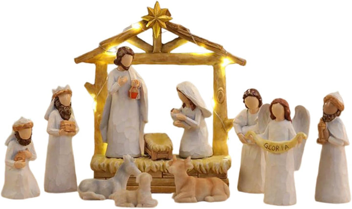 Generisch Weihnachtskrippe Set | Krippenszene Jesus Tischdekor - 12 Stück Krippe Weihnachtsdekoratio