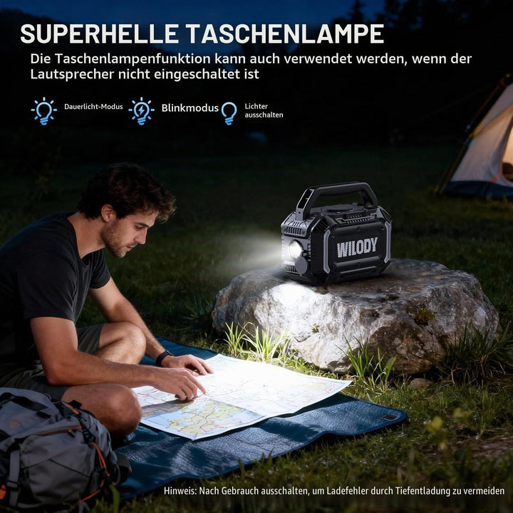 Wilody 100W Tragbare Bluetooth-Lautsprecher-Box,Bluetooth Lautsprecher mit Licht,Musikbox Bluetooth&