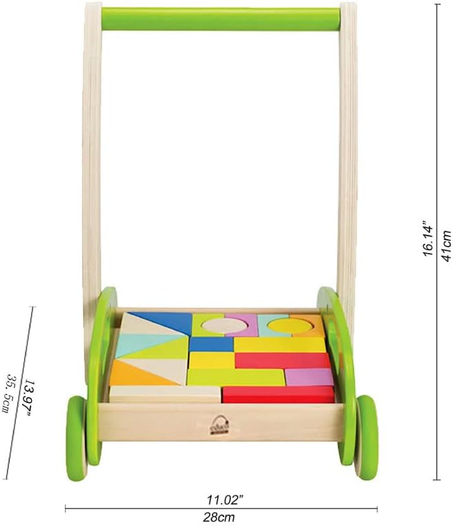 Hape E0371 Block and Roll - Wooden Block Activity Push Along Toy