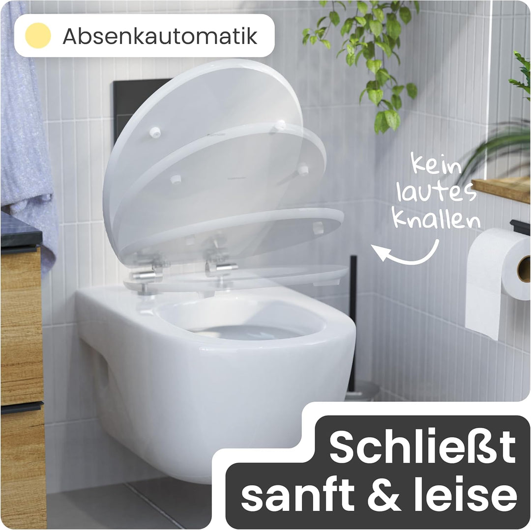 instmaier WC Sitz weiss | weisser Toilettensitz mit Absenkautomatik | Klodeckel aus MDF-Holz | geprü