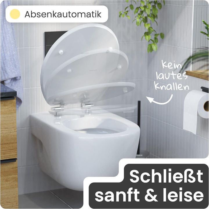 instmaier WC Sitz weiss | weisser Toilettensitz mit Absenkautomatik | Klodeckel aus MDF-Holz | geprü