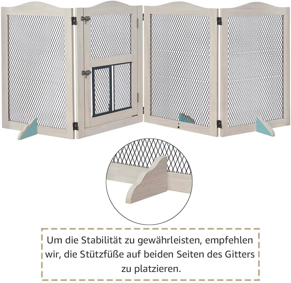 unipaws Freistehendes Haustiergitter mit Katzentür, Hundegitter & Katzengitter für Türen und Treppen