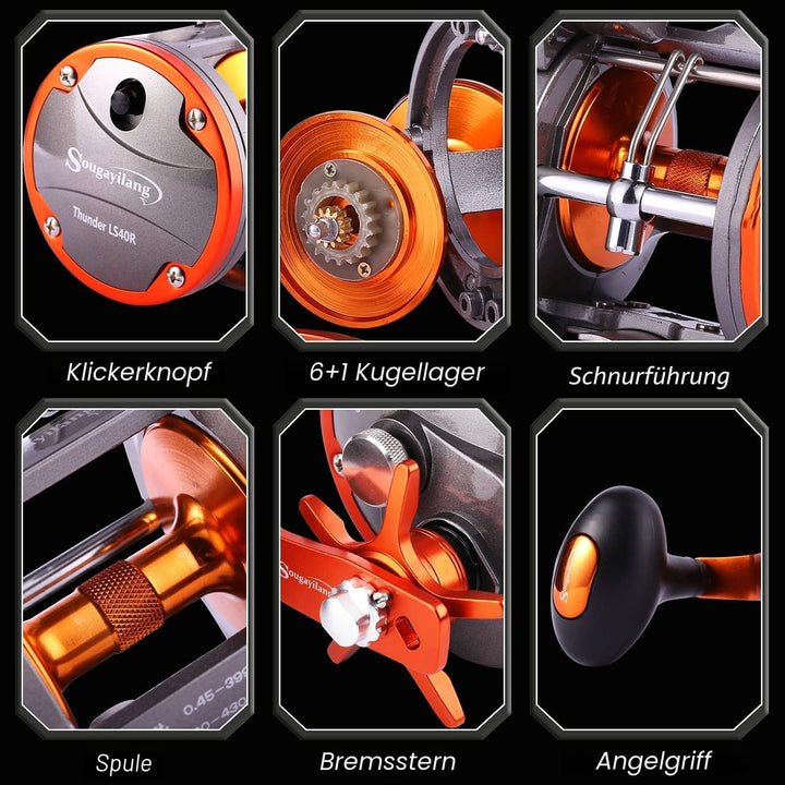 Sougayilang Angelrolle mit Schnurzähler, konventionelle Wasserwaage, Wind-Angelrolle B-Thunder LS II