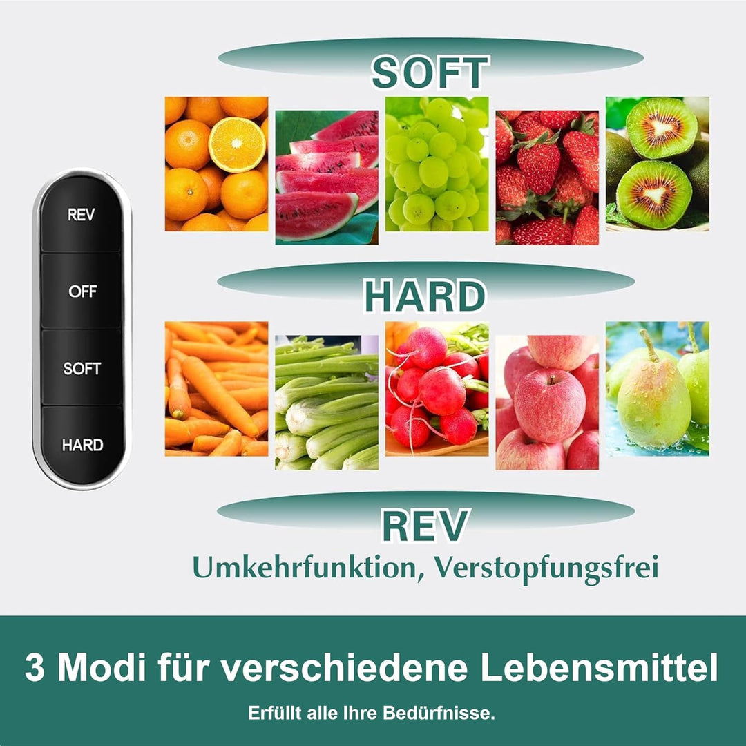 Fretta Slow Juicer Entsafter Gemüse und Obst Juicer Machine, 200W Kaltpresse Entsafter Obstpresse El