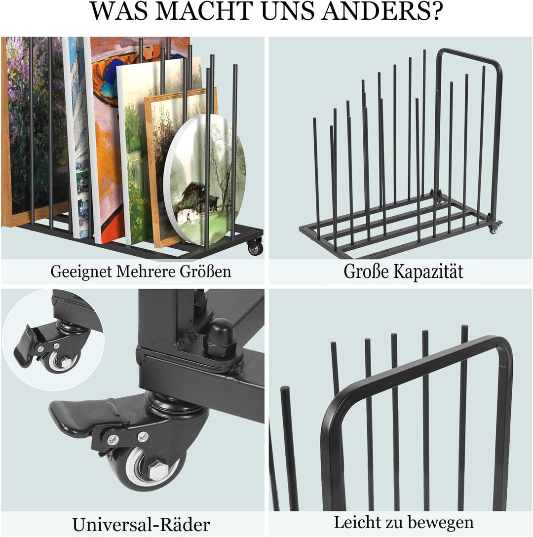 uyoyous Mobile Kunst-Trockengestell 80×83×45cm Trockengestell für Kunst Einstellbares Intervall Kuns