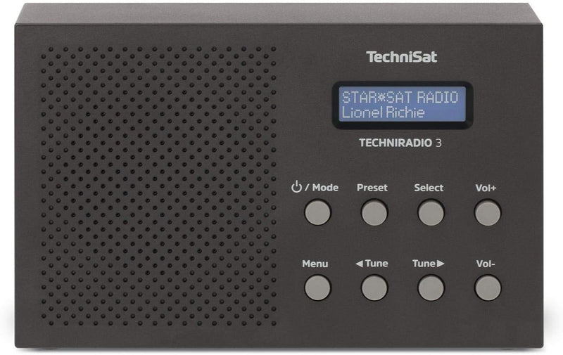 TechniSat TechniRadio 3 DAB Radio (DAB+, UKW, portabel, Radiowecker, Blockdesign) schwarz, Schwarz