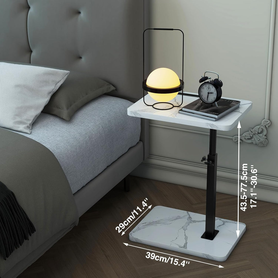 IBUYKE Beistelltisch C Form,360° Rotierbarer und Höhenverstellbar Sofatisch,Couchtisch für schmale R