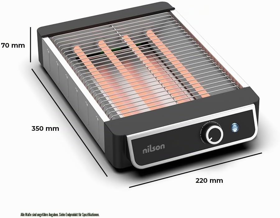 NTS1000FL4 Flach-Toaster, horizontal, 1000 W, 6 Toaststufen, manuelle Steuerung, digitaler Timer, Rö