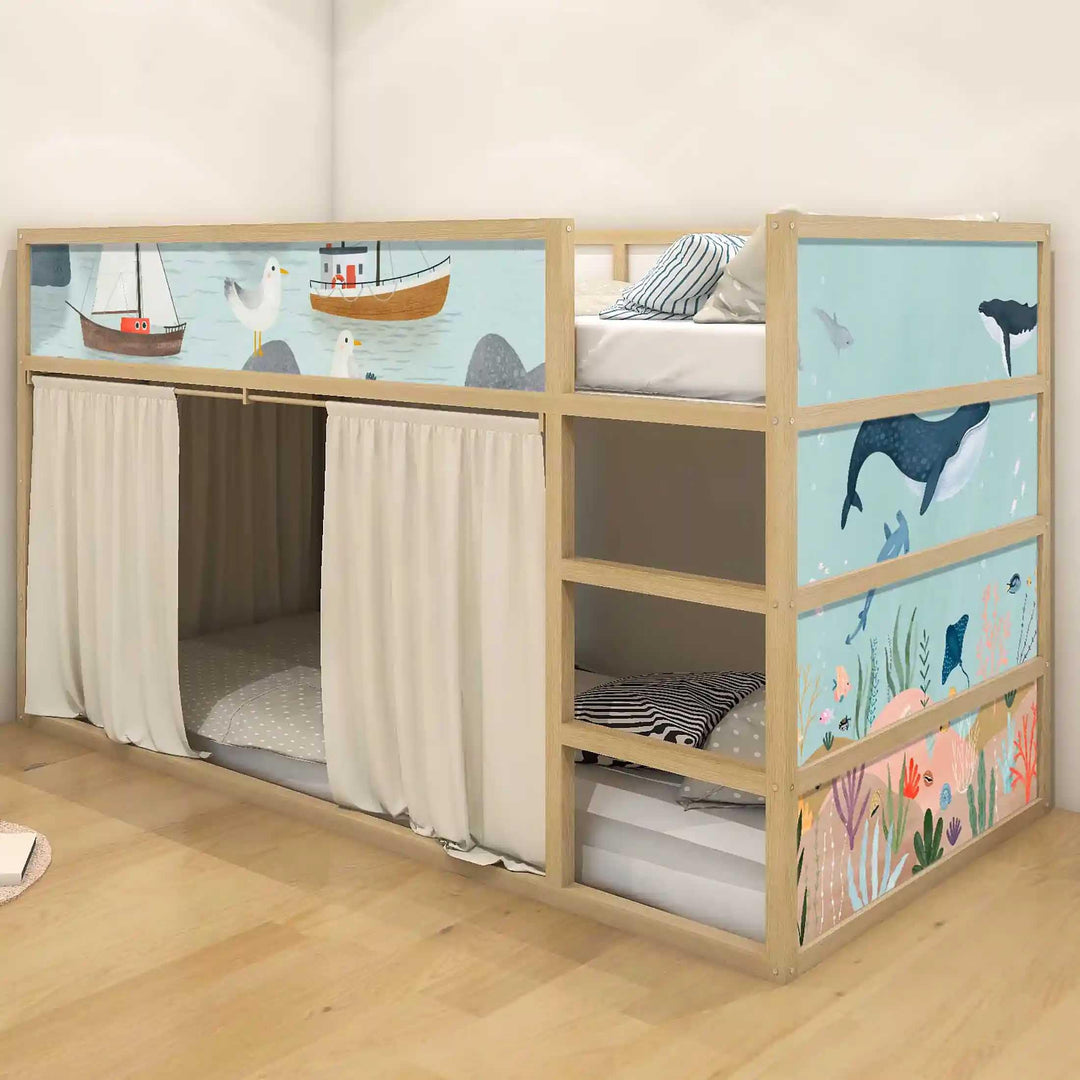 WANDKIND Aufkleber für IKEA KURA Kinderbett Hochbett Klebefolie Möbelfolie Sticker Kinderzimmer Unte