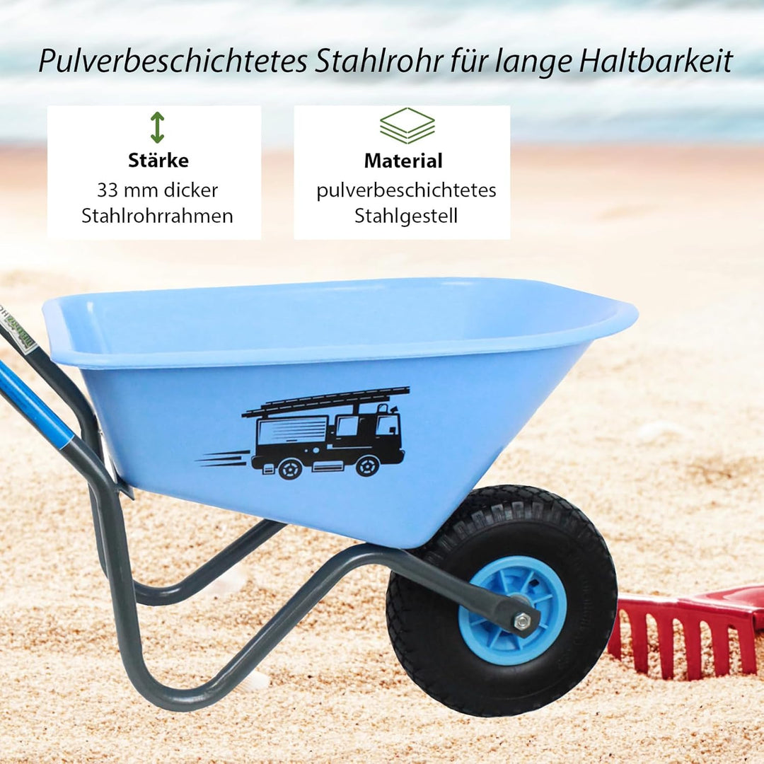 TRUTZHOLM Kinderschubkarre Uni Blau 40 kg Traglast Stahl | 3,6 kg, 40 kg Traglast, Stahl Kunststoff,