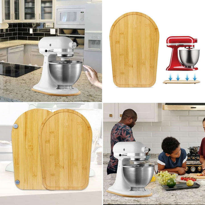 Bambus-Schiebebrett kompatibel für 4,5–5 Qt 5K45SS 5KSM175PS 5KSM125 Standmixer Küchenmaschine Schie