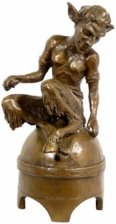 Bronzefigur - Faun/Satyr/Teufel auf Kuppel - signiert von Milo - Moderne Kunst Skulptur - Deko Statu