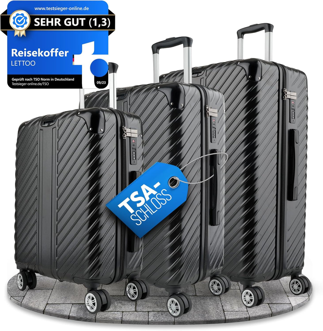3-Set Gesamtvolumen 240L, Reisekoffer mit Rollen - Extrem Stabiler Trolley Koffer mit Laptoptaschen-