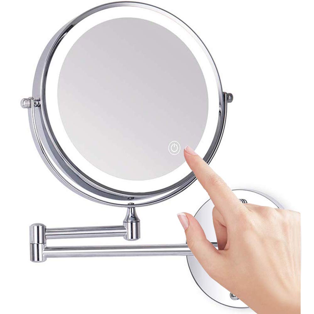 Loywe Beleuchtet Kosmetikspiegel 10-Fach mit Beleuchtung LED Wandmontage Touchscreen für Badezimmer,