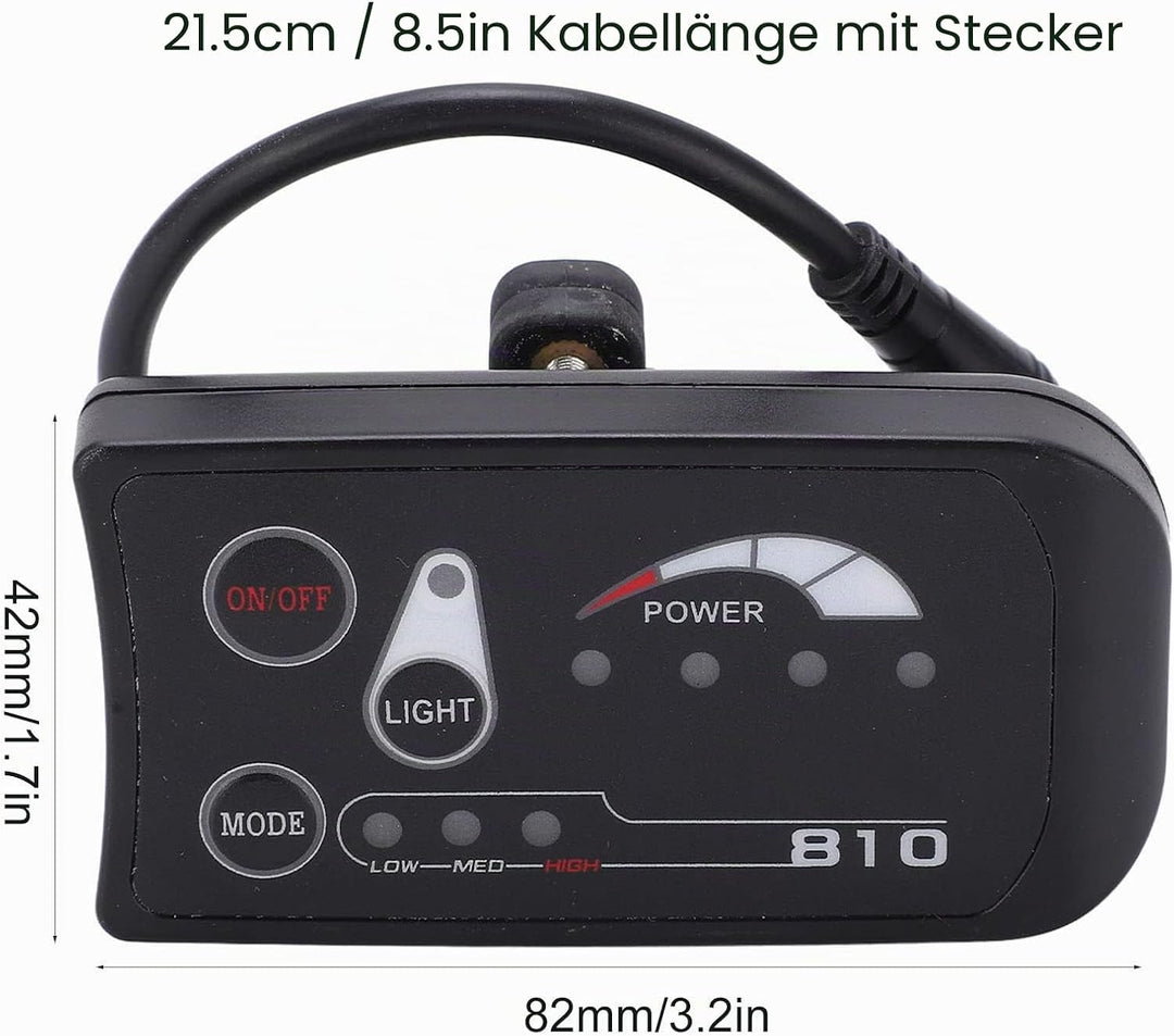 Elektrofahrrad LED Display, 36V 48V E-Bike LED Anzeigetafel Elektrofahrrad LED Anzeige Messgerät für