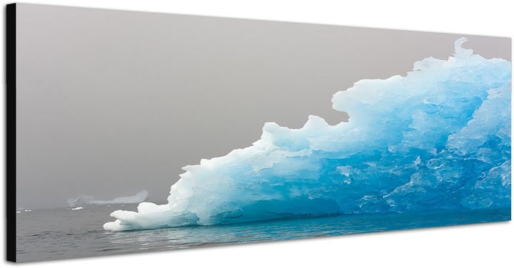 Paul Sinus Art Panoramabild auf Leinwand und Keilrahmen 150x50cm Grönland Eisberg Meer Nebel
