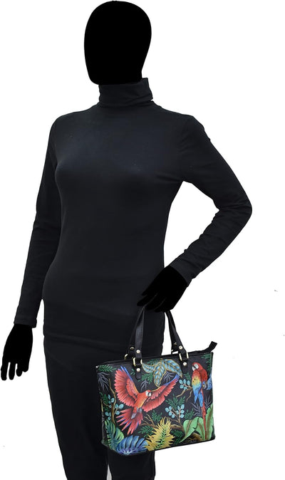 Anuschka Women's Echtleder Medium Tote - Handbemalte Handwerkskunst Rainforest Beauties, Rainforest