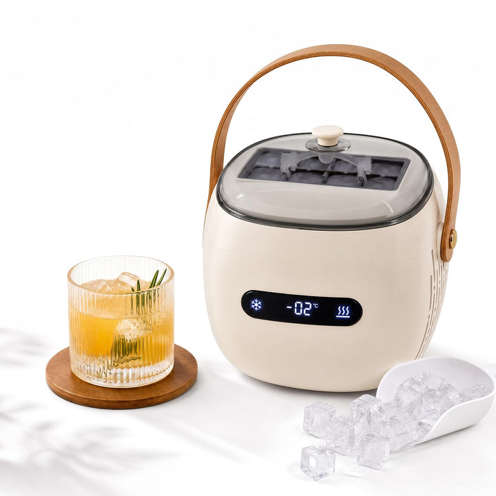 Tragbarer Ice Maker Mini Eiswürfelmaschine 12V &amp; 230V Aprikose 1, Aprikose 1