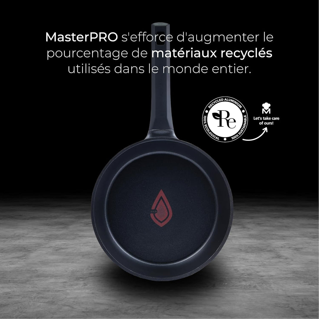 MasterPRO Gastro Reeco - Kochgeschirr-Set aus Aluminiumguss - 3 Pfannen 28, 24 und 20cm - 1 Schöpflö